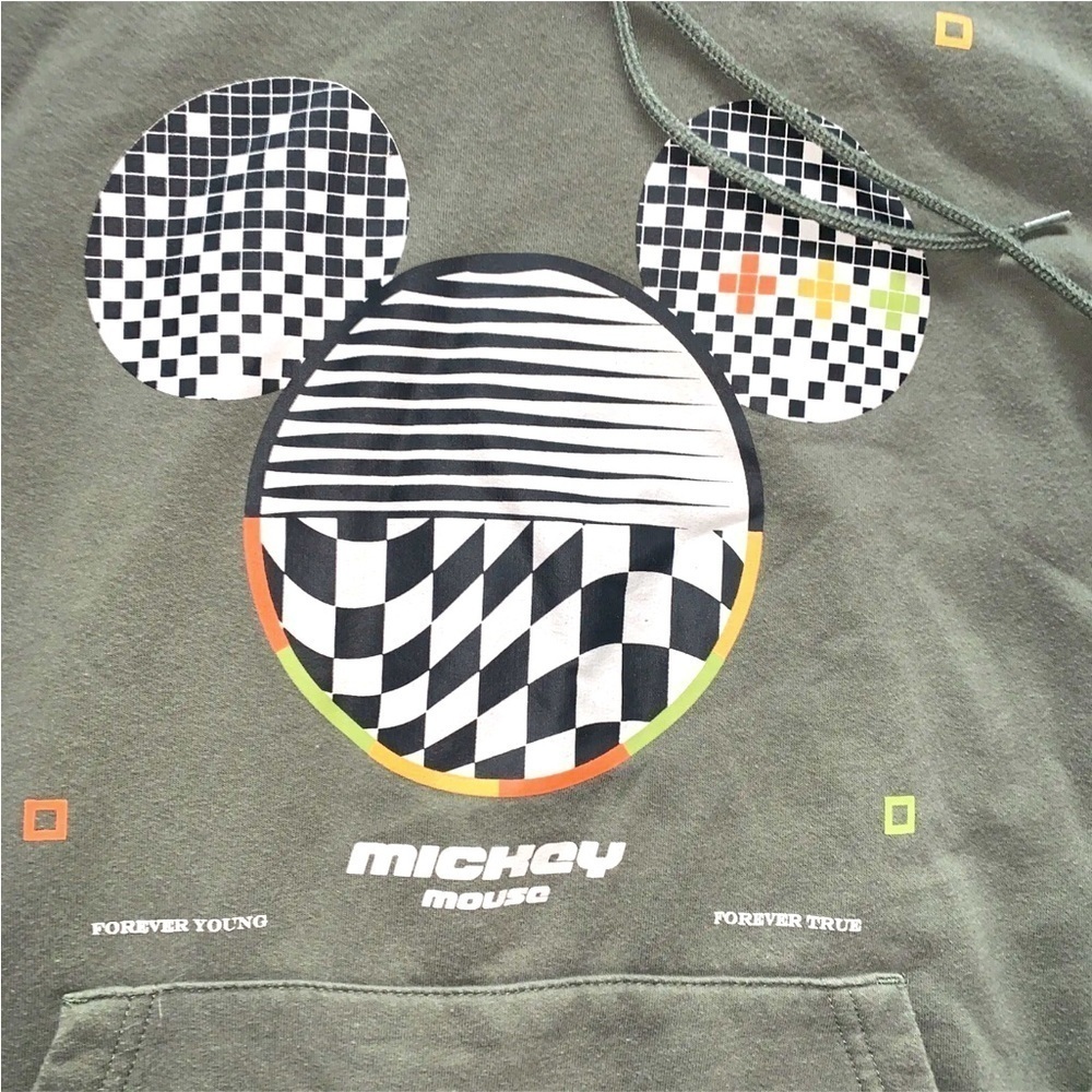 Disney Mickey Mouse Sweatshirt Hoodie Pullover Big Logo Graphic Men’s Sz S 34-36